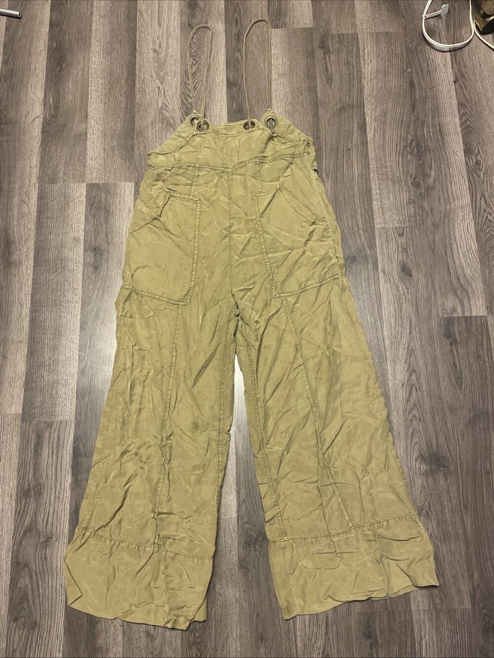 Hei Hei Anthropologie Olive Green Wide Leg Rope Strap Overalls XS Utility
